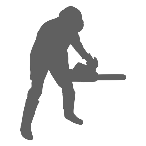 Lumberjack with chainsaw silhouette PNG Design