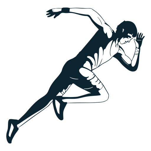 Male athlete character black and white PNG Design