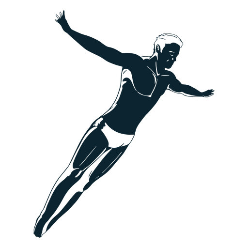 Male swimmer character black and white PNG Design