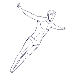 Personagem de nadador masculino desenhado à mão Desenho PNG