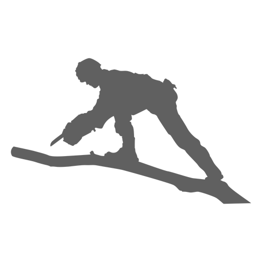 Man cutting branch chainsaw silhouette PNG Design