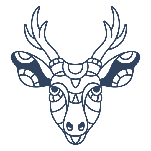Mandala deer head stroke PNG Design