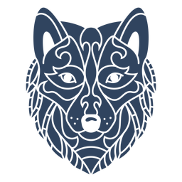 Mandala cabeça de lobo azul Desenho PNG