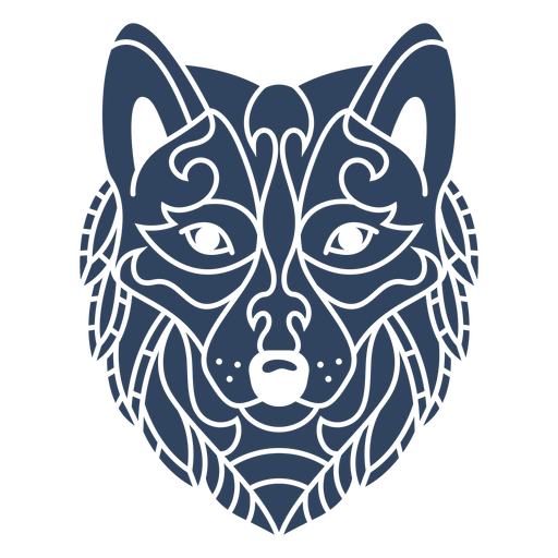 Mandala cabeza de lobo azul Diseño PNG