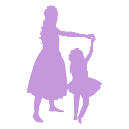 Mãe e filha dançando silhueta