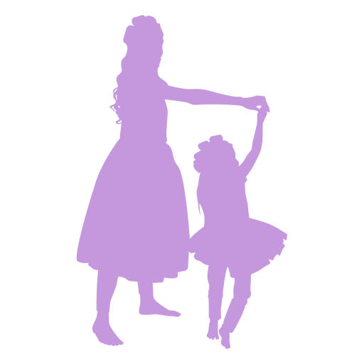 Mother and daughter dancing silhouette.