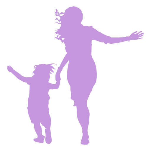 Mother and daughter playing silhouette