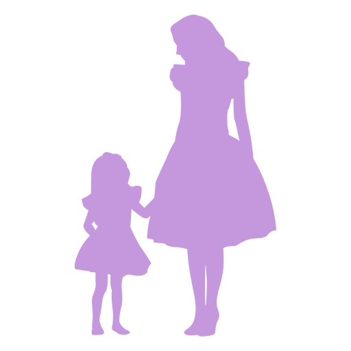 Mutter und Tochter Silhouette PNG-Design