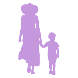 Madre e hijo caminando silueta Diseño PNG
