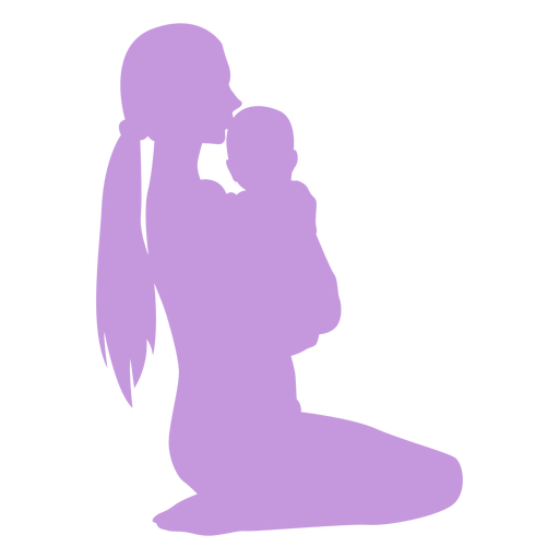 Mother holding baby silhouette