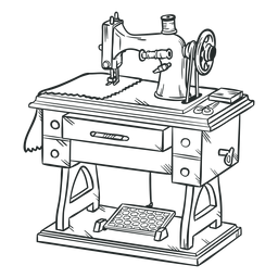 Máquina de costura antiga desenhada à mão Desenho PNG