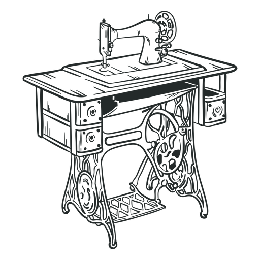 Old vintage sewing machine hand drawn PNG Design