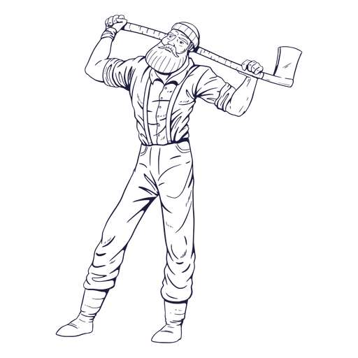 Posing lumberjack character hand drawn - Transparent PNG & SVG vector file