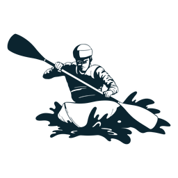 Rafting-Charakter schwarz und weiß PNG-Design