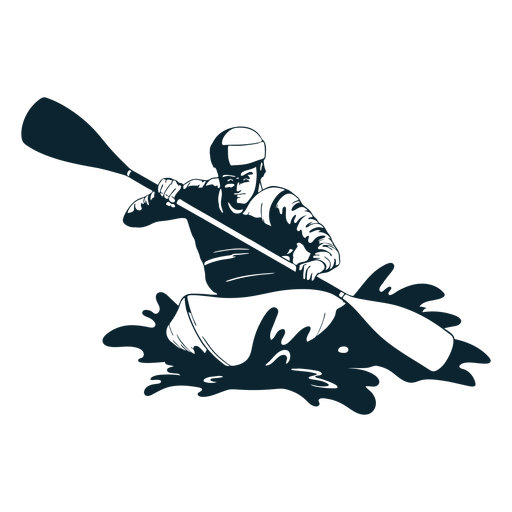 Rafting character black and white PNG Design