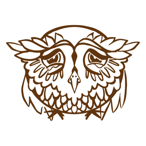 Sad owl stroke PNG Design