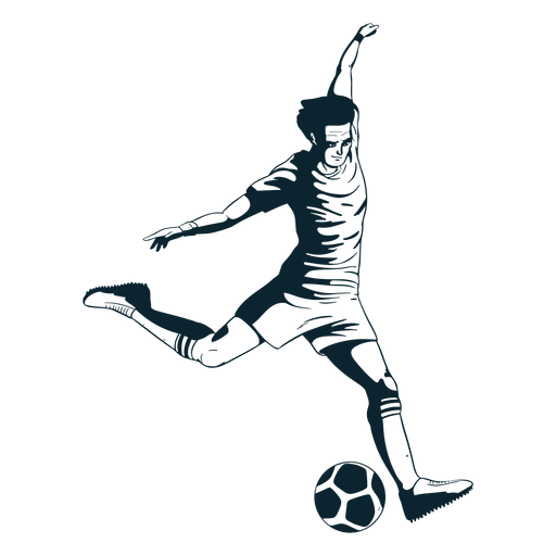 Fußballspielercharakter schwarz und weiß PNG-Design