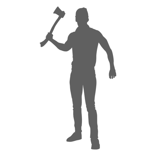 Standing lumberjack with axe silhouette