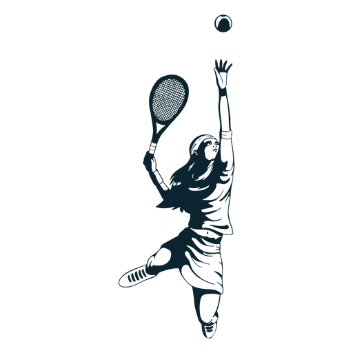 Personaje de tenista en blanco y negro. Diseño PNG