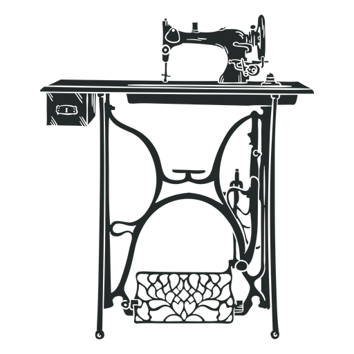 Vintage sewing machine table black PNG Design