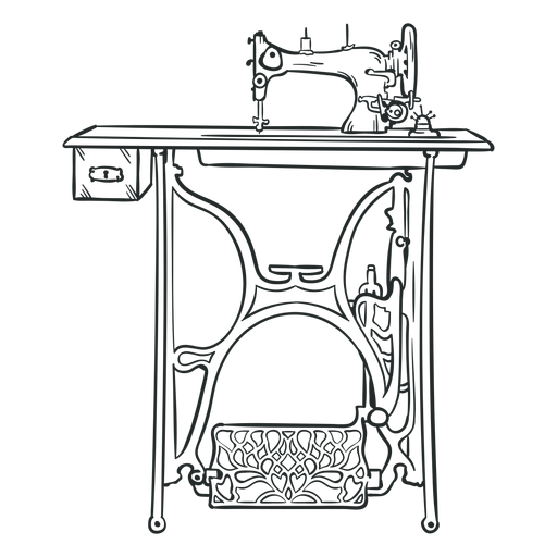 Mesa de máquina de costura vintage desenhada à mão Desenho PNG