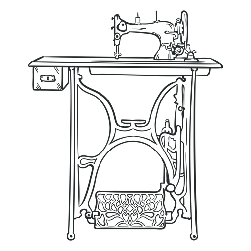 Baixe Desenho Colorido de uma Máquina de Costura Antiga PNG