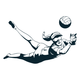 Personaje de jugador de voleibol en blanco y negro.