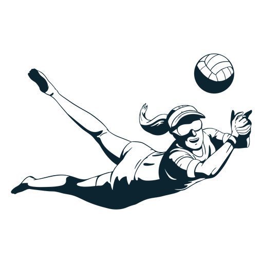 Personaje de jugador de voleibol en blanco y negro. Diseño PNG