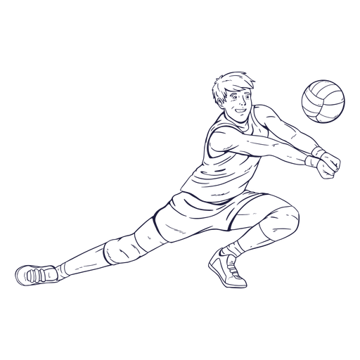 Dibujado a mano personaje de jugador de voleibol