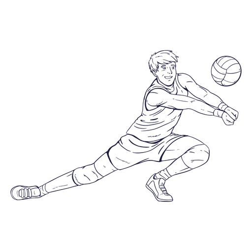 Volleyball player character hand drawn PNG Design