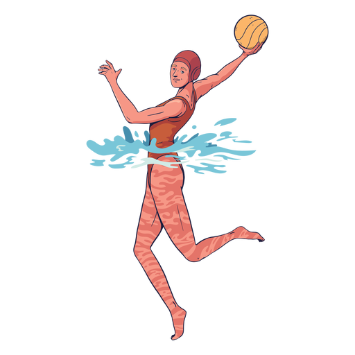 Waterpolo female player character PNG Design