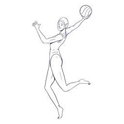 Dibujado a mano personaje de jugadora de waterpolo Diseño PNG