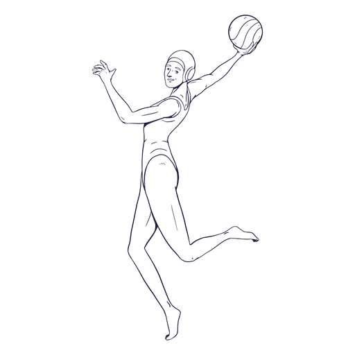 Waterpolo female player character hand drawn PNG Design