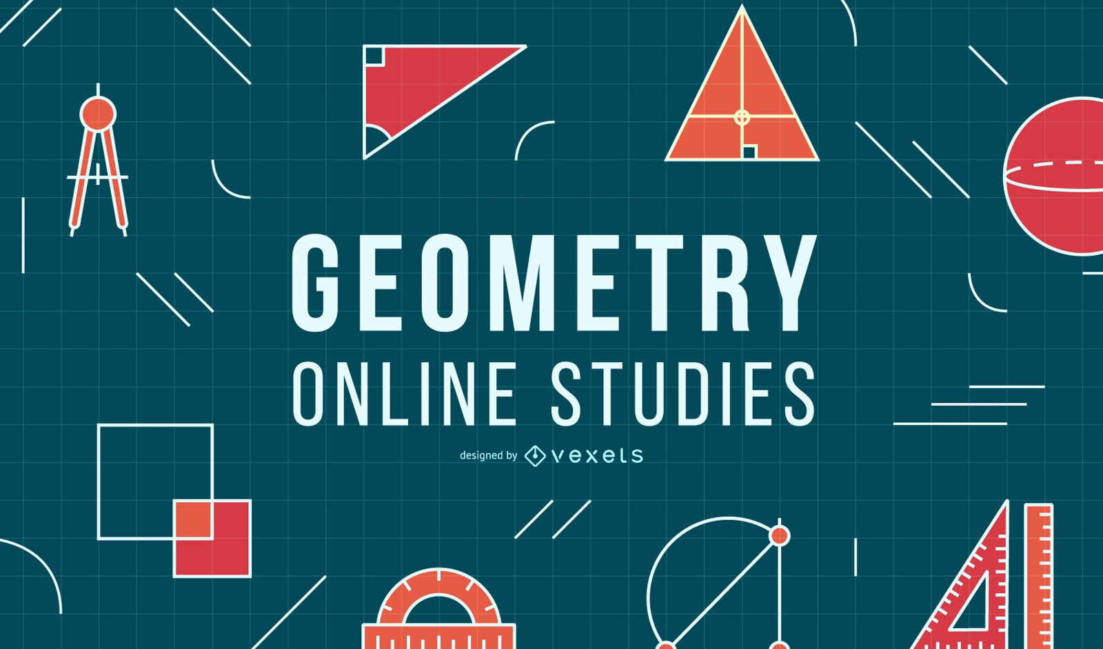 Diseño de portada de educación en línea de geometría