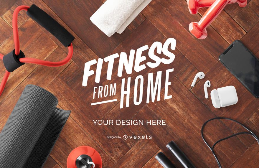 Download Fitness From Home Mockup Composition - PSD Mockup Download