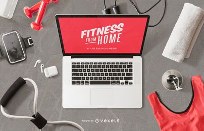 Composição de maquete de computador de fitness
