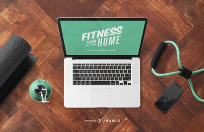 Fitness da maquete do laptop de casa