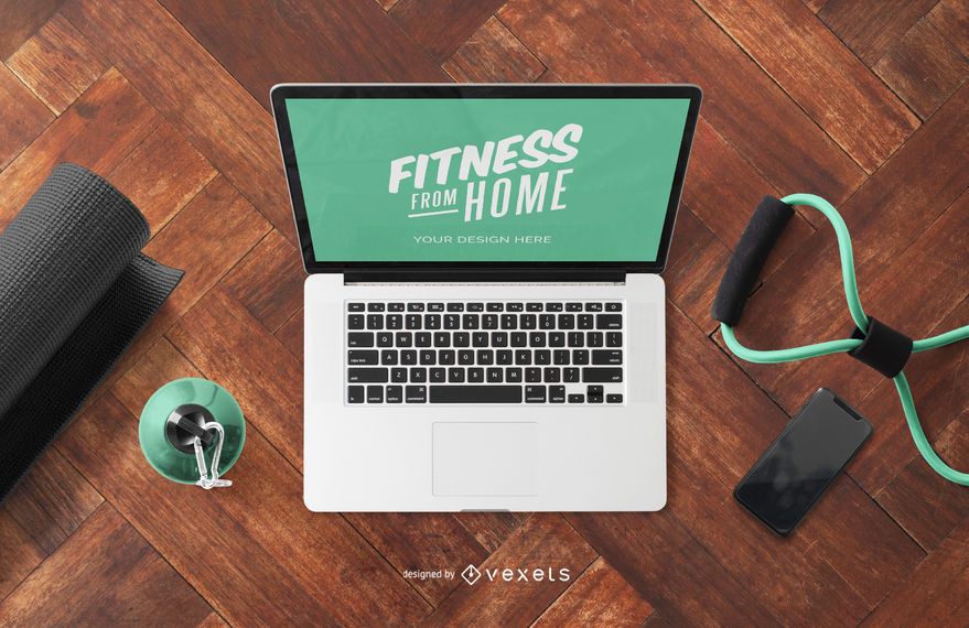 Download Fitness From Home Laptop Mockup - PSD Mockup Download