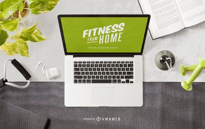 Composição de maquete de laptop de fitness