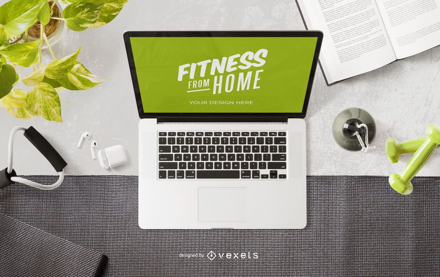 Fitness laptop mockup composition Fitness laptop mockup composition