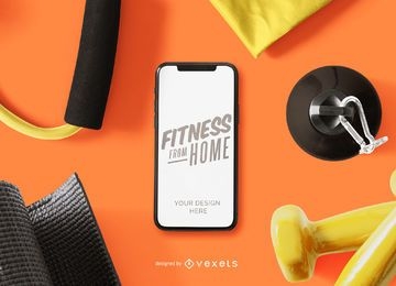 Composição de maquete de telefone de fitness