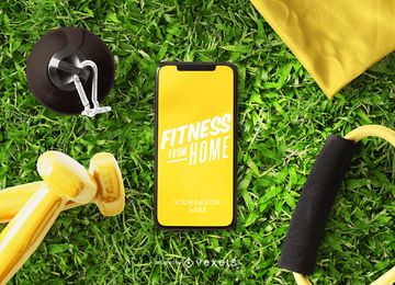 Fitness de design de maquete de telefone residencial