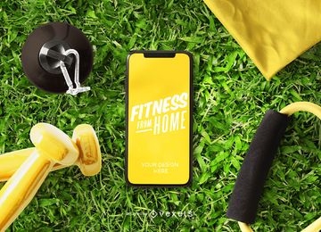 Fitness from home phone mockup design