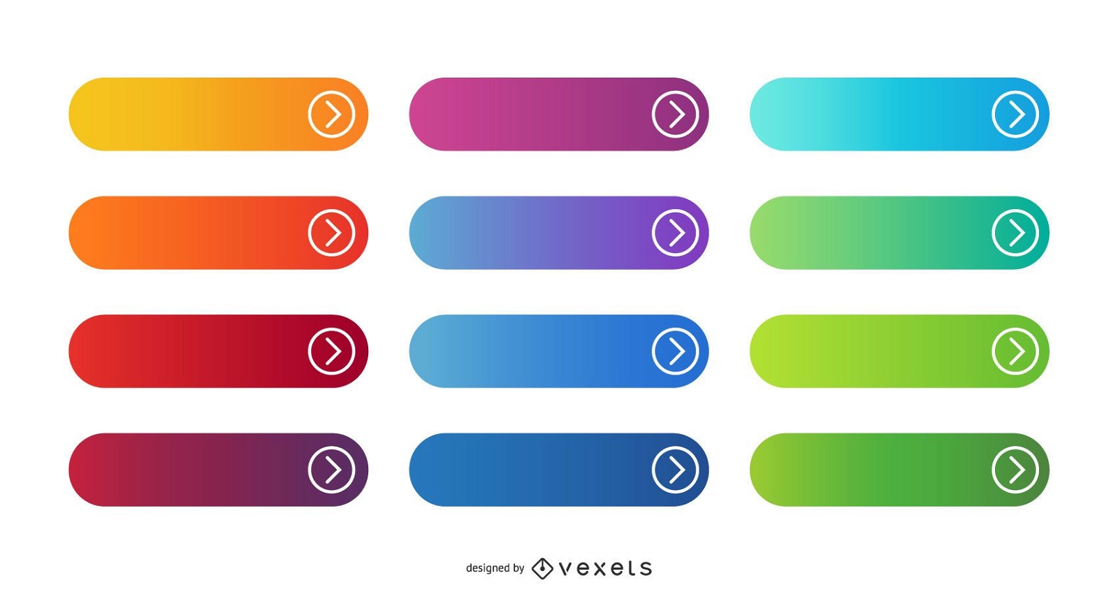 Pacote de botões redondos com gradiente de cores