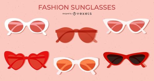 Red Colored Flat Sunglasses Set