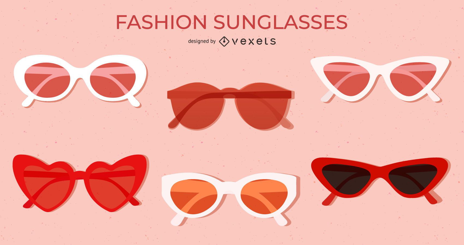 Conjunto de óculos de sol lisos de cor vermelha