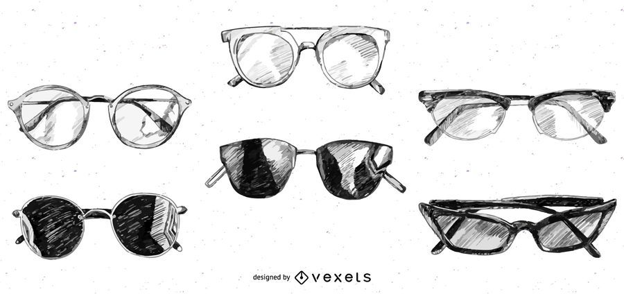 Paquete de diseño de bocetos de gafas y gafas de sol Paquete de diseño de bocetos de gafas y gafas de sol