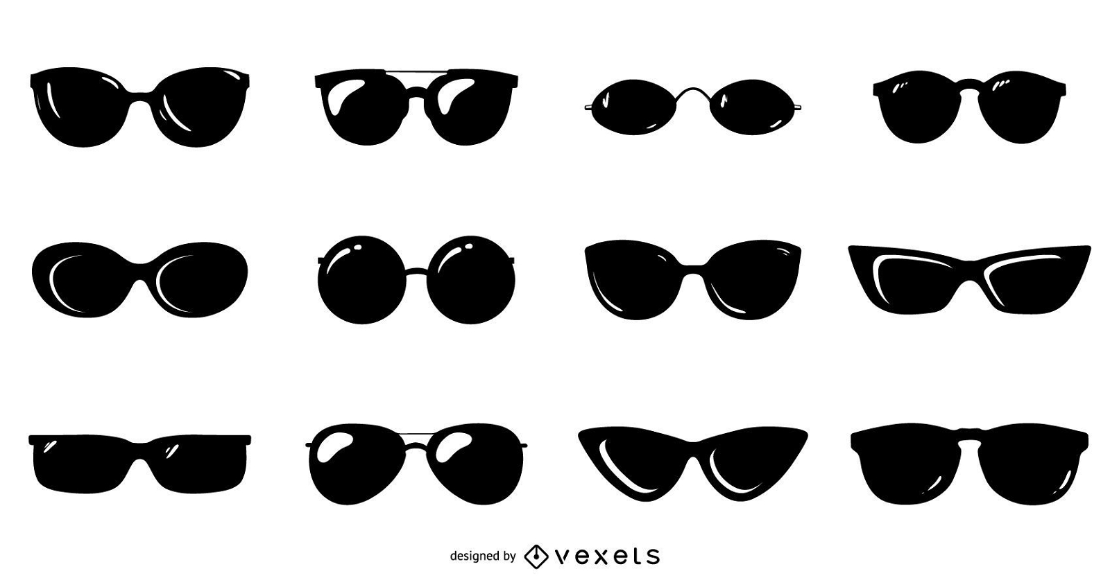 Paquete de diseño de silueta de gafas de sol