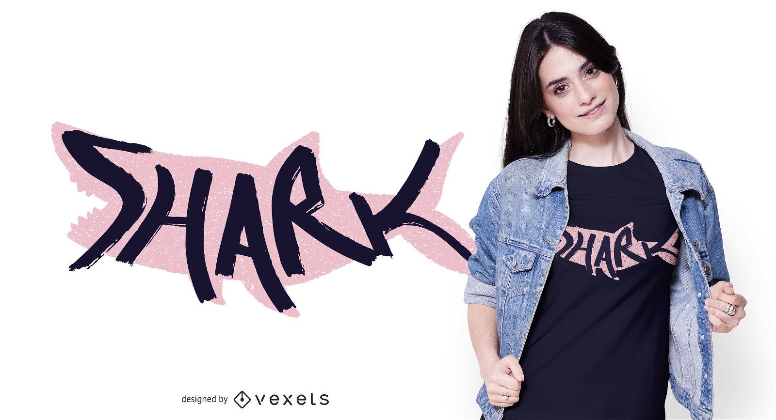 Diseño de camiseta Shark Lettering