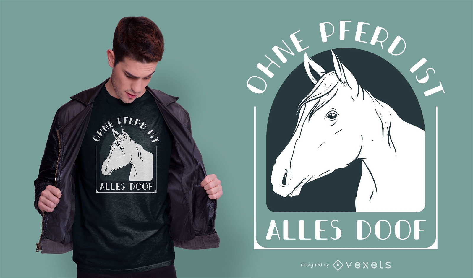 Diseño de camiseta alemana de cita de caballo